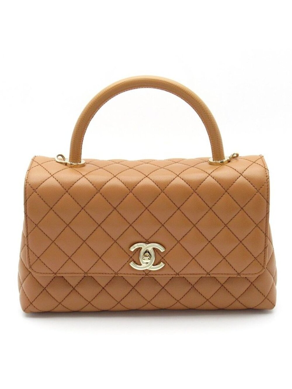 Chanel Coco Handle 29 2-Way Handbag Caviar Leather Brown
